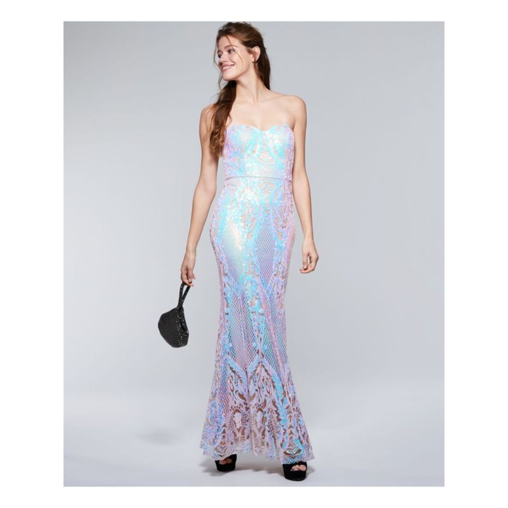 SAY YES TO THE DRESS Womens Aqua Sleeveless Formal Mermaid Dress Juniors 3